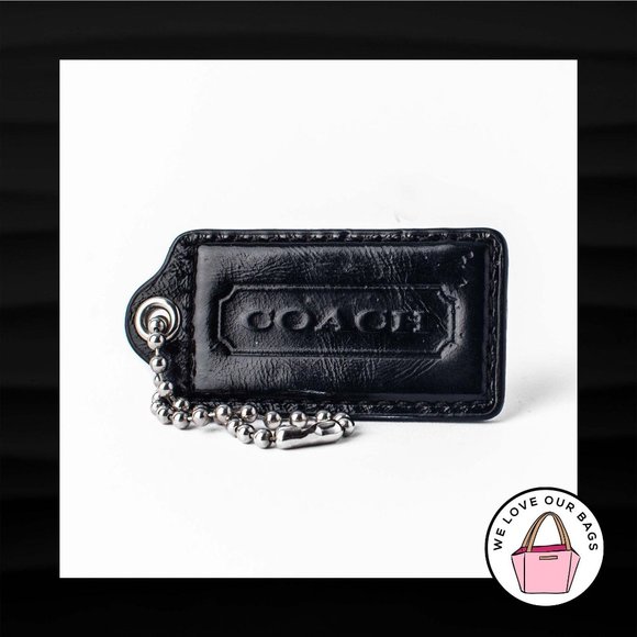 2.5" Large COACH BLACK LEATHER KEY FOB BAG CHARM KEYCHAIN HANGTAG TAG - Picture 1 of 1